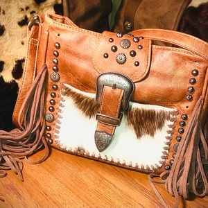 Montana West cow hair on hide leather  cross body purse